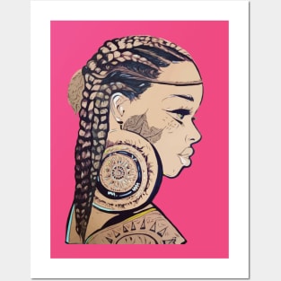 indian Braids Black Women Natural Hair Art Posters and Art